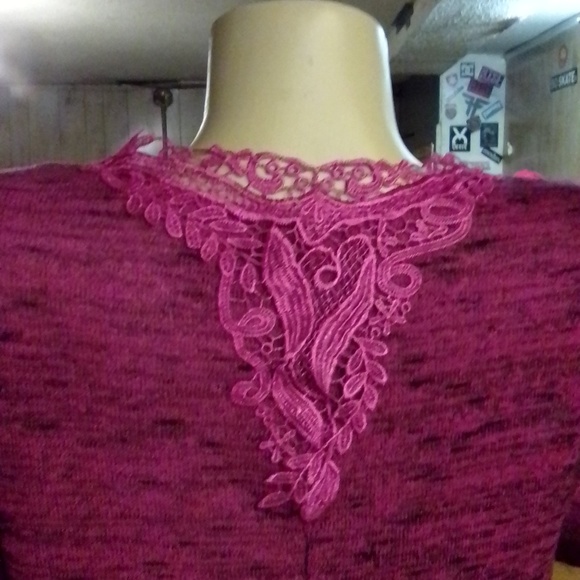 l.e.i. Cropped Poncho Sweater w/Lace Back Sz L (10/12) Girl Adult XS - Picture 5 of 12